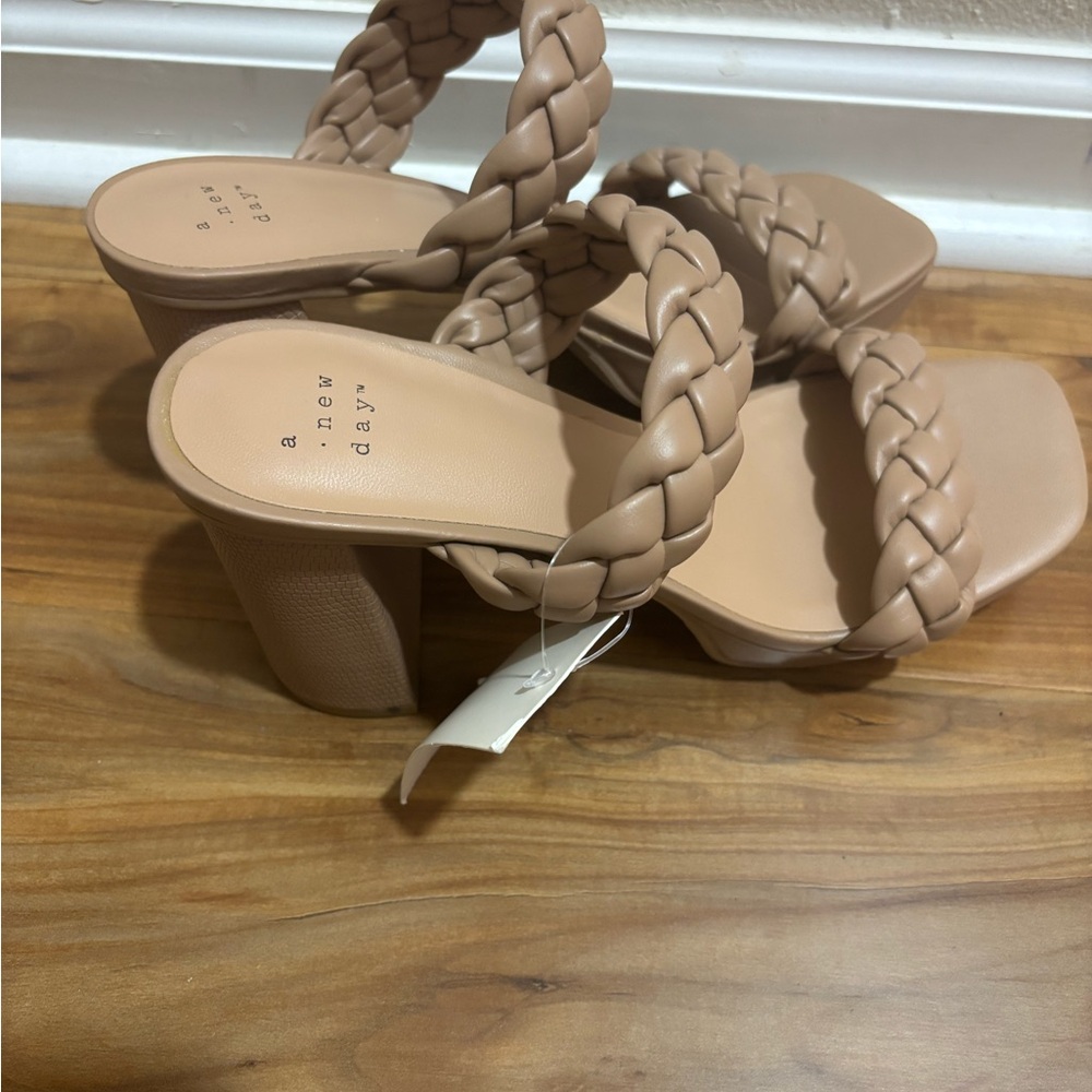 a new day Braided Double Strap Block Heels - Taupe - Picture 2 of 5